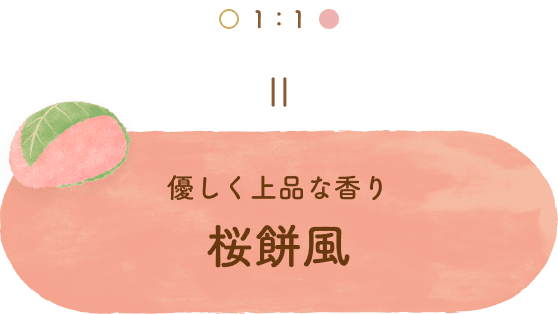 ユズとサクラを1:1でまぜると優しく上品な香りの桜餅風